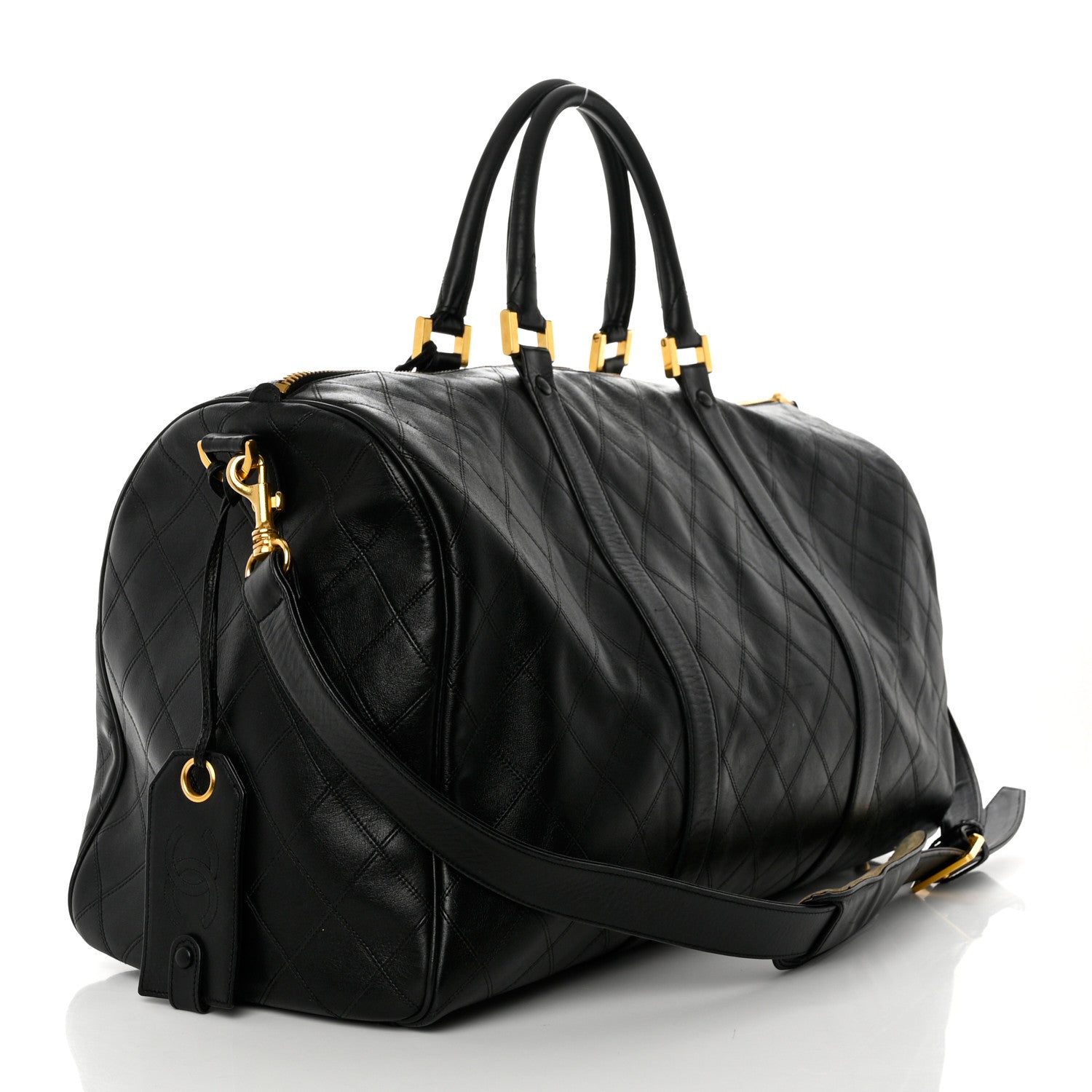 Chanel Calfskin Stitched Duffel Bag Black 2 of 12
