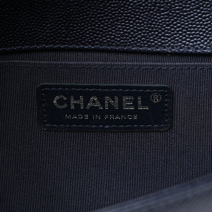 Chanel Metallic Caviar Quilted Medium Boy Flap Navy 6 of 12