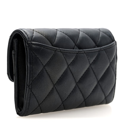 Chanel Pearly Lambskin Quilted Flap Card Holder Wallet So Black 3 of 8