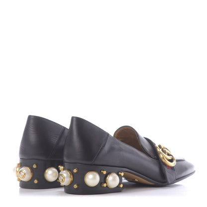 Gucci Betis Glamour Calfskin Web Pearl Embellished Peyton 35mm Loafer Pumps 36.5 Black 4 of 10