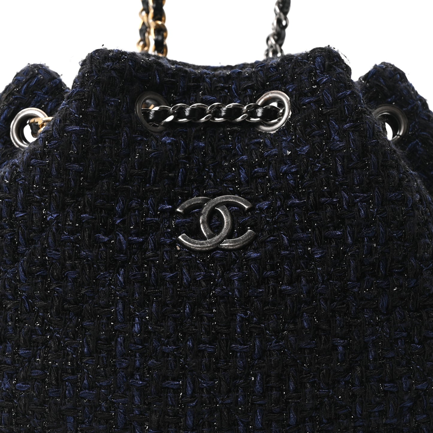 Tweed Calfskin Quilted Gabrielle Backpack Blue Multicolor