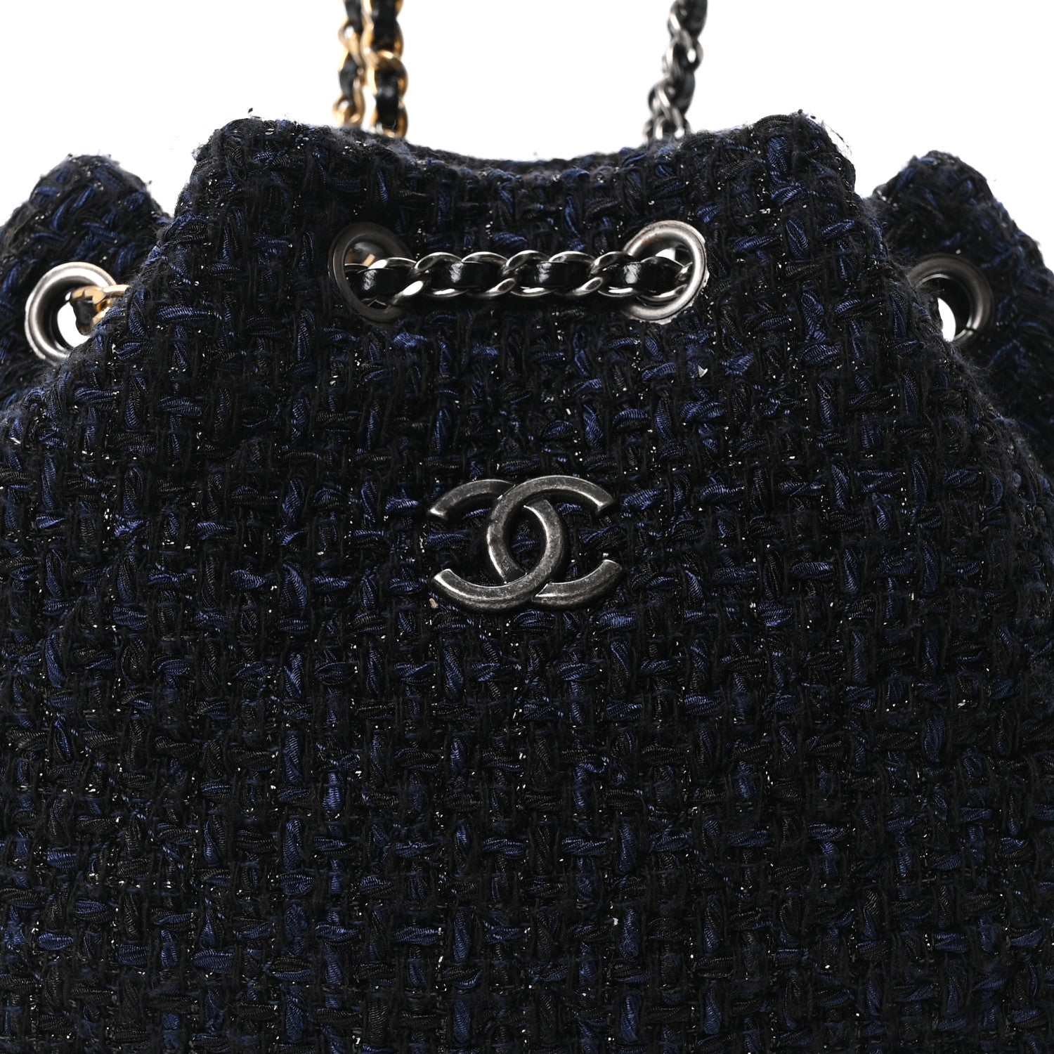Chanel Tweed Calfskin Quilted Gabrielle Backpack Blue Multicolor 8 of 10