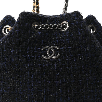 Chanel Tweed Calfskin Quilted Gabrielle Backpack Blue Multicolor 8 of 10