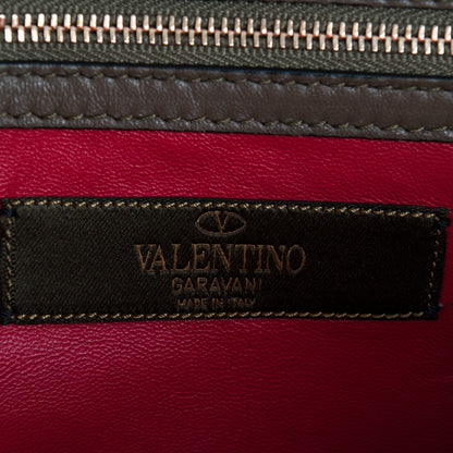 Valentino Garavani Nappa Canvas Camouflage Medium Glam Lock Rockstud Flap Verde 6 of 7