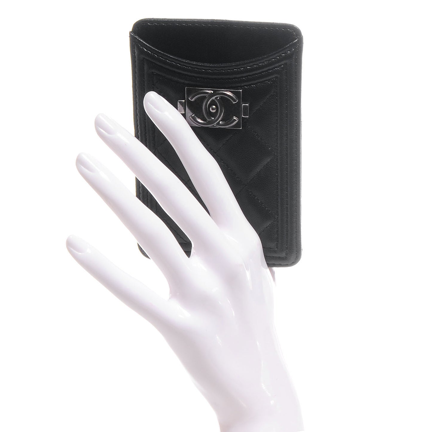 Lambskin Quilted Boy iPhone Case Black
