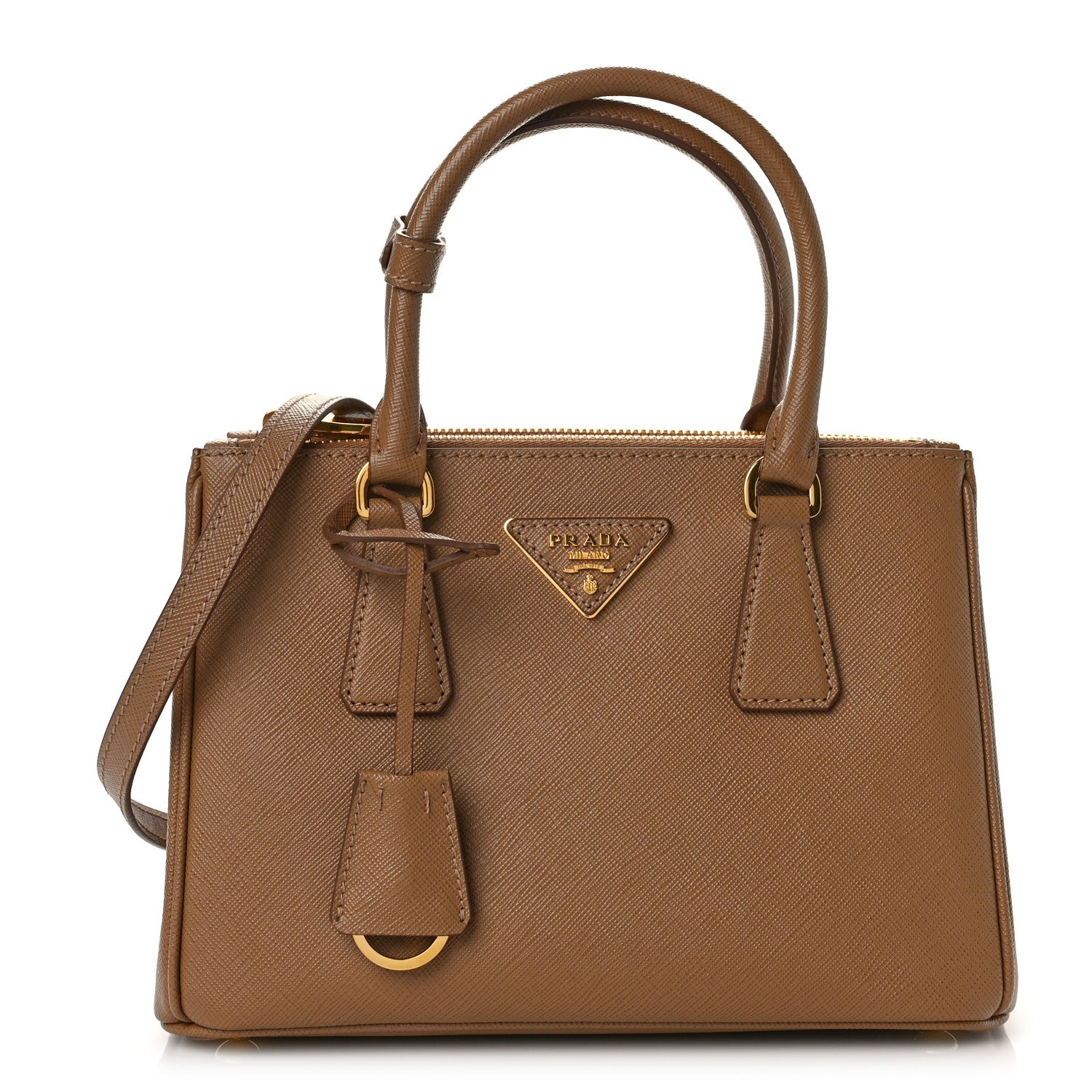 Prada Saffiano Small Galleria Double Zip Tote Caramel 1 of 8