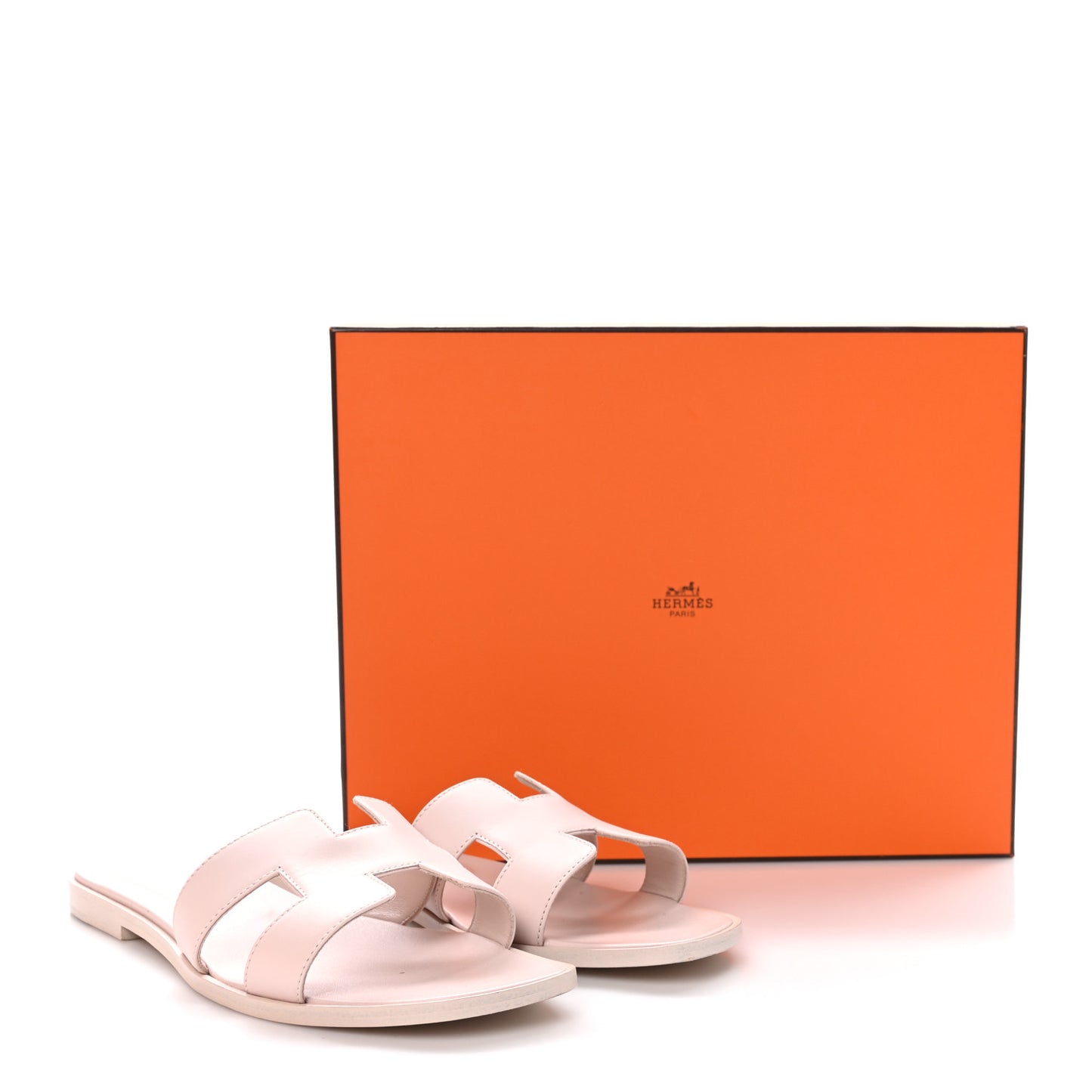 Box Calfskin Oran Sandals 38.5 Rose Pale