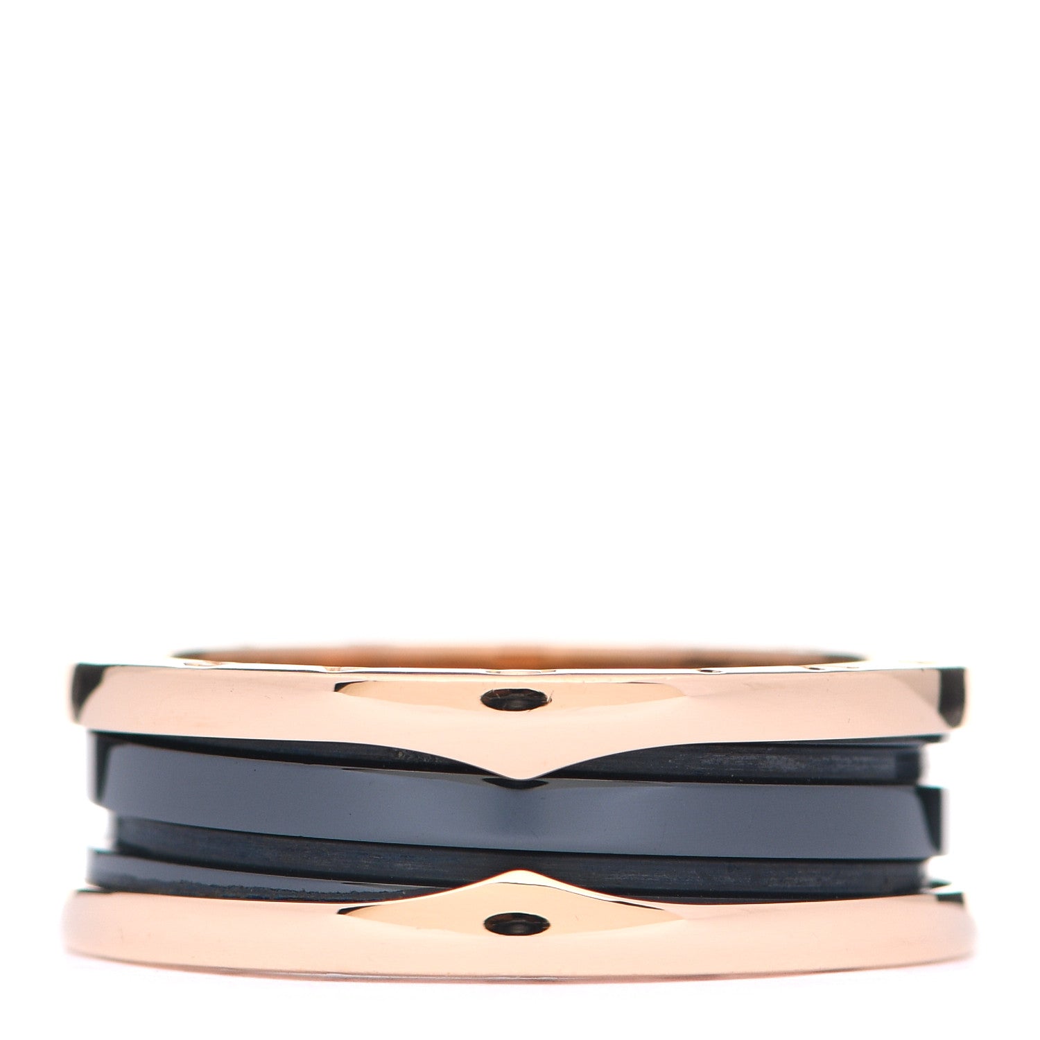 Bulgari 18K Rose Gold Black Ceramic B.Zero1 Two-Band Ring 63 10.5 1 of 7
