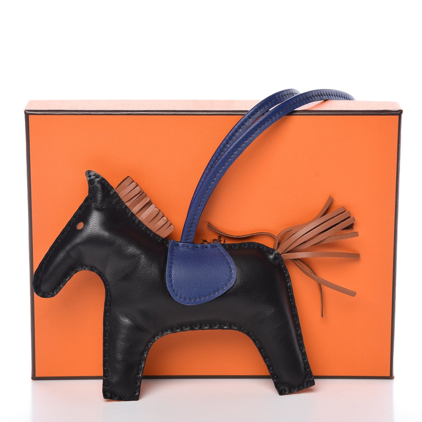 Milo Lambskin Grigri Rodeo Horse Bag Charm GM Black Bleu Saphir Gold