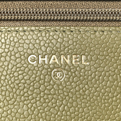 Chanel Caviar Quilted Boy Wallet On Chain WOC Light Green 6 of 11