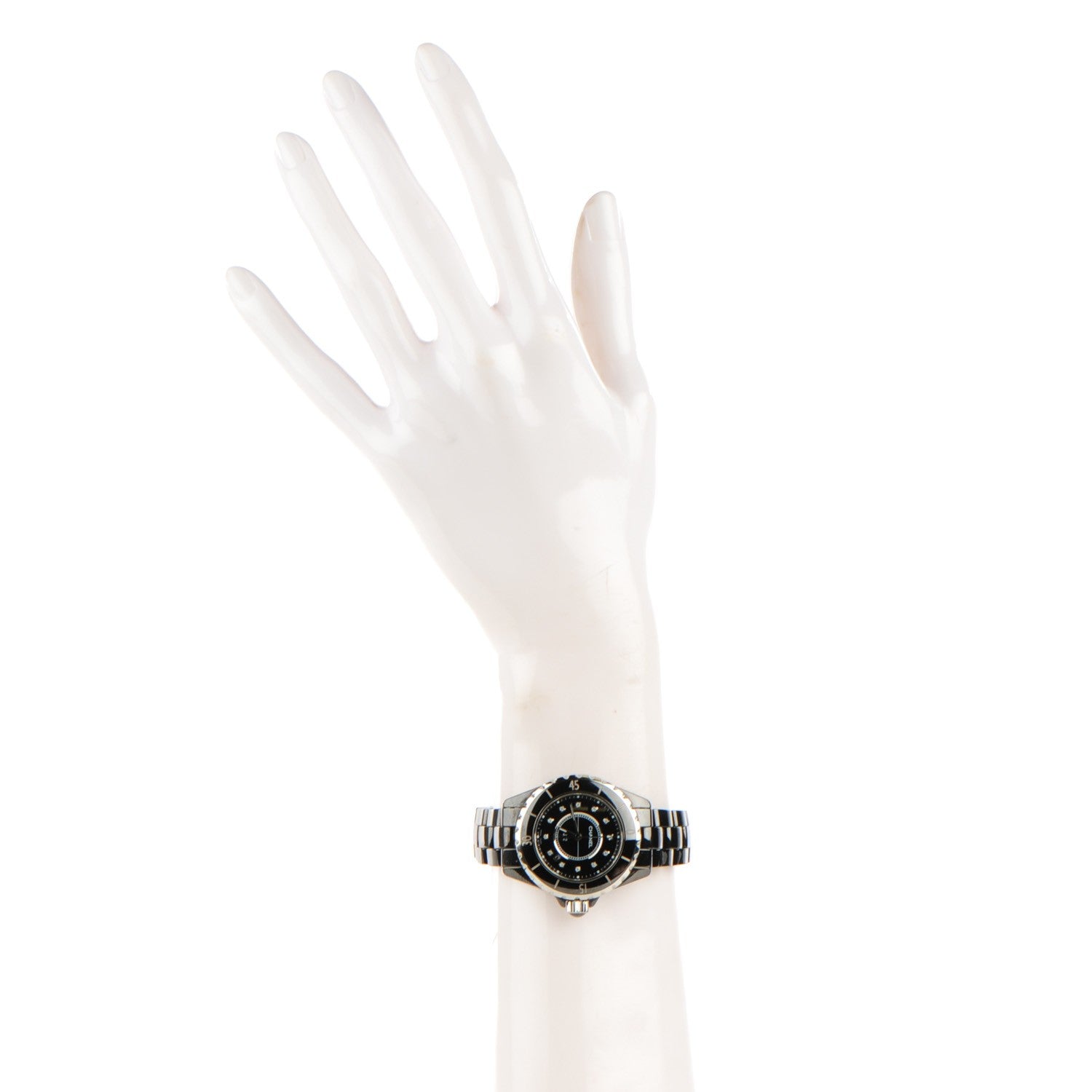 Chanel Stainless Steel Ceramic Diamond 33mm J12 Quartz Watch Black 2 of 7