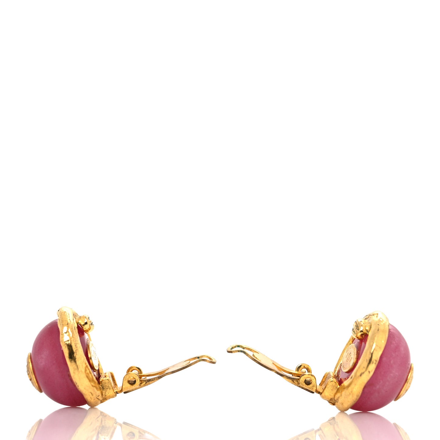 Gripoix CC Stud Earrings Pink Gold