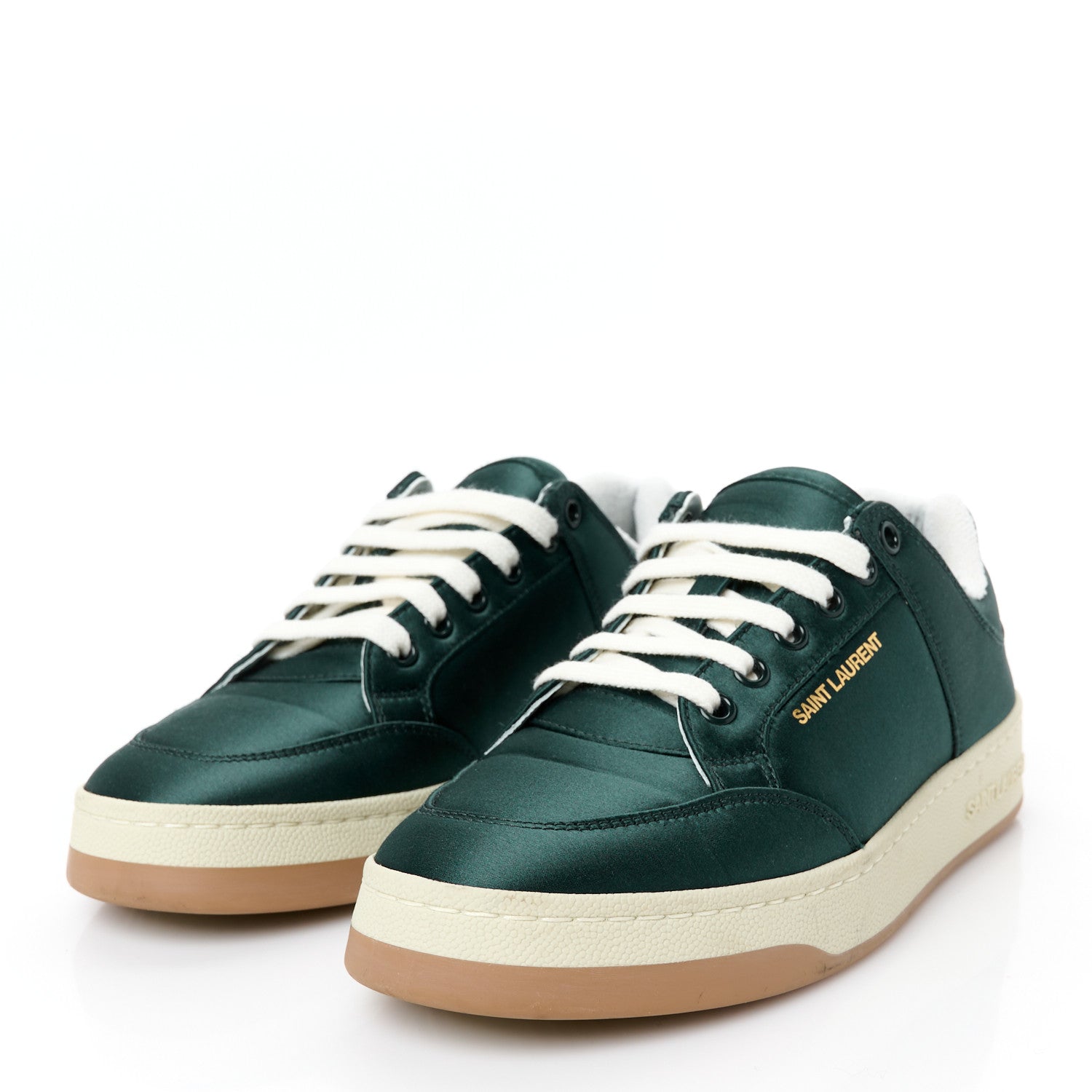 Saint Laurent Satin Low Top Sneakers 38 Green 4 of 10