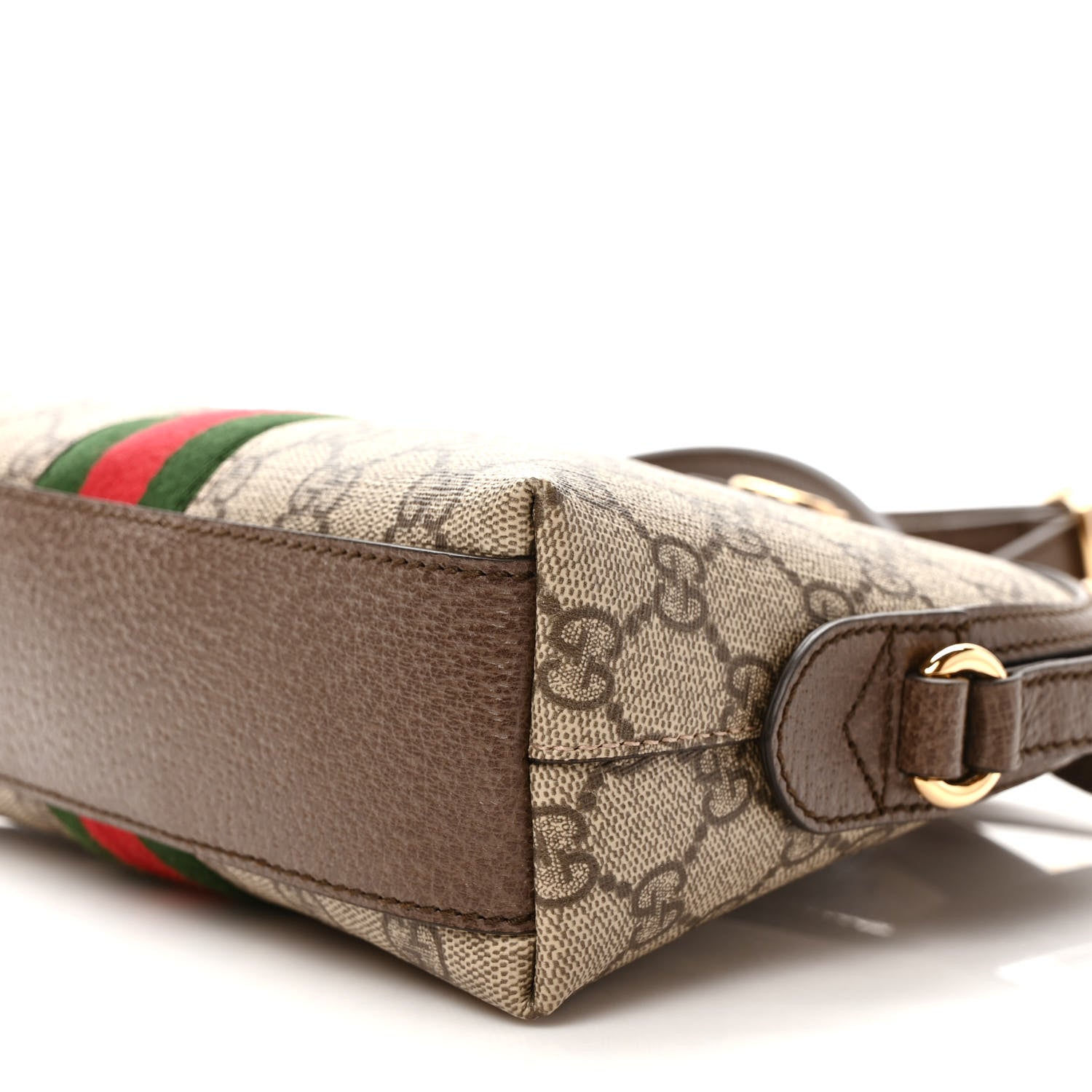 Gucci GG Supreme Monogram Textured Dollar Calfskin Web Small Ophidia Dome Shoulder Bag Beige Ebony New Acero 9 of 9