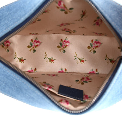 Gucci Denim Matelasse Small Pearly GG Marmont Chain Shoulder Bag Blue 5 of 10