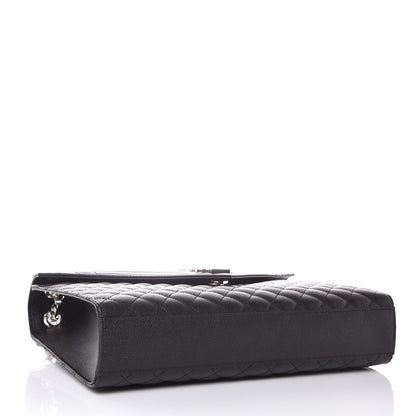 Saint Laurent Grain De Poudre Textured Mixed Matelasse Large Triquilt Monogram Satchel Black 4 of 7