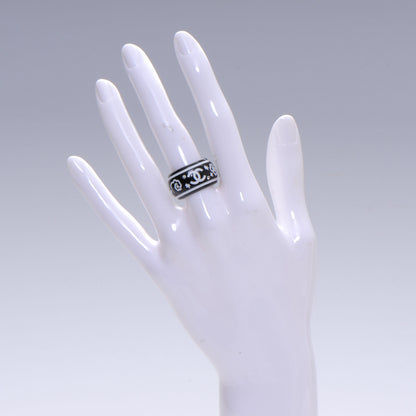 Chanel Resin Crystal CC Camellia Ring Black 6.5 2 of 4