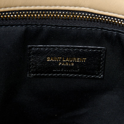Saint Laurent Lambskin Quilted Medium Loulou Puffer Monogram Chain Satchel Dark Beige 7 of 13