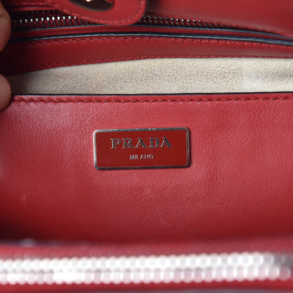 Prada City Calf Small Stitched Twin Pocket Tote Fuoco White 6 of 11