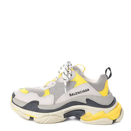 Balenciaga Fabric Mesh Womens Triple S Sneakers 37 Yellow Grey White 1 of 8