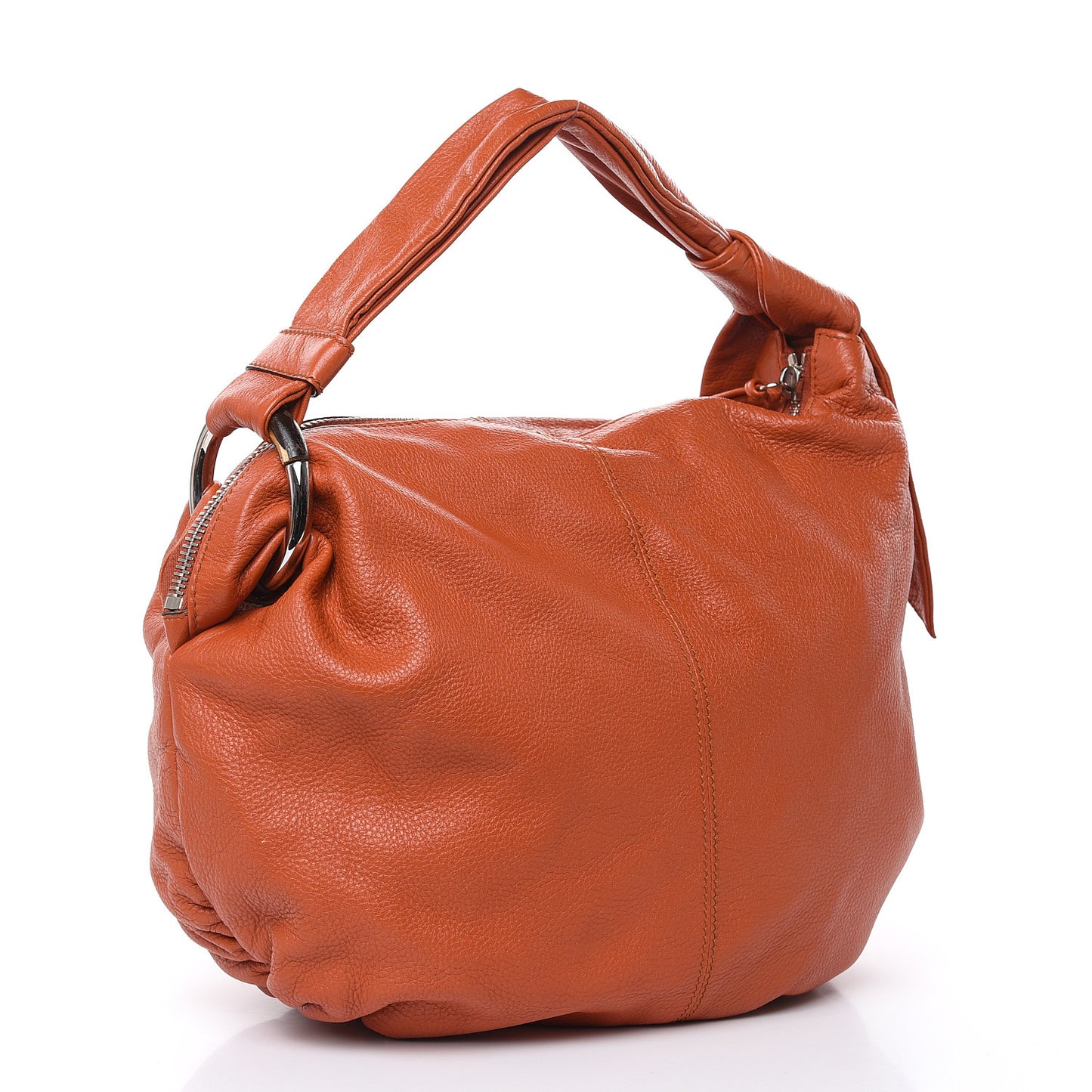 Pebbled Calfskin Medium Jungle Hobo Dark Orange