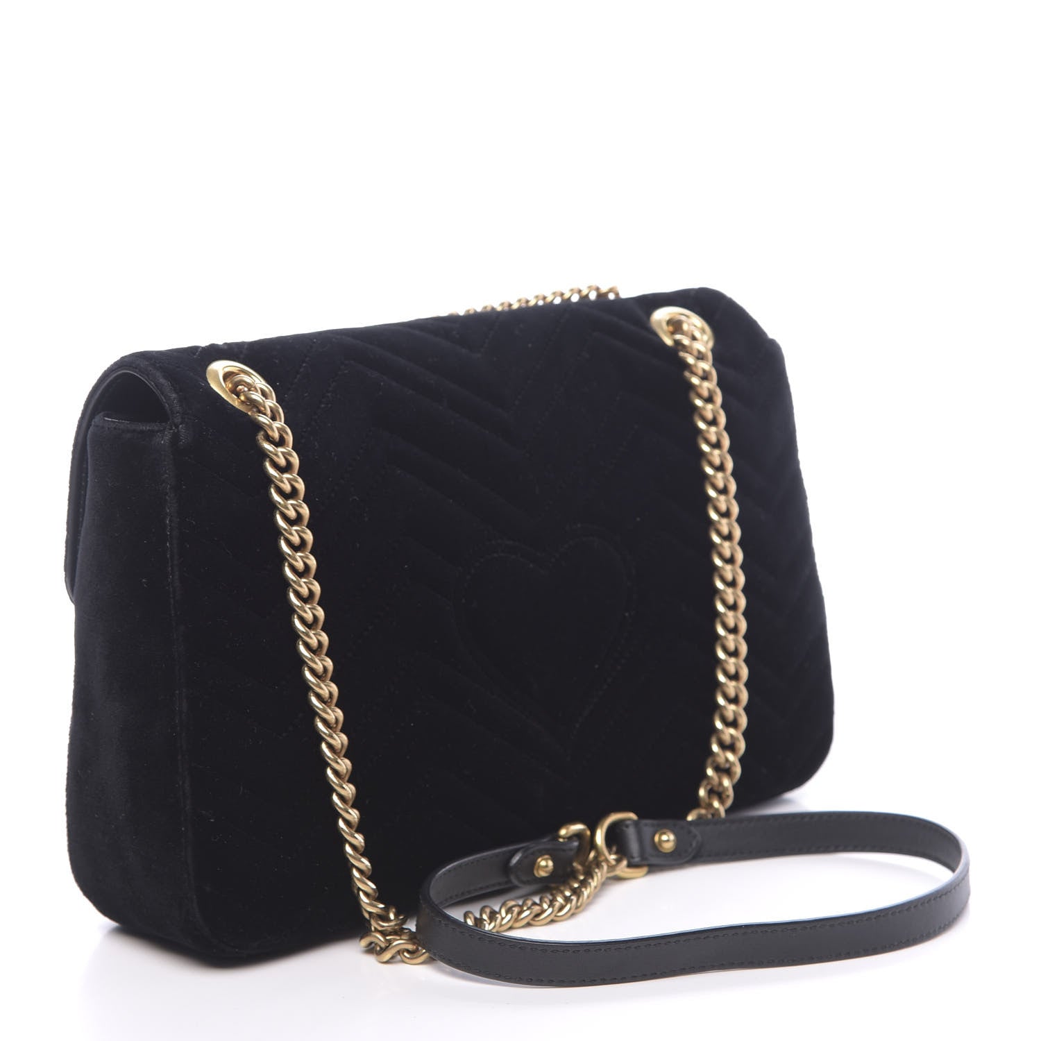Gucci Velvet Matelasse Medium GG Marmont Shoulder Bag Black 3 of 10