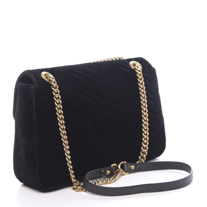 Gucci Velvet Matelasse Medium GG Marmont Shoulder Bag Black 3 of 10