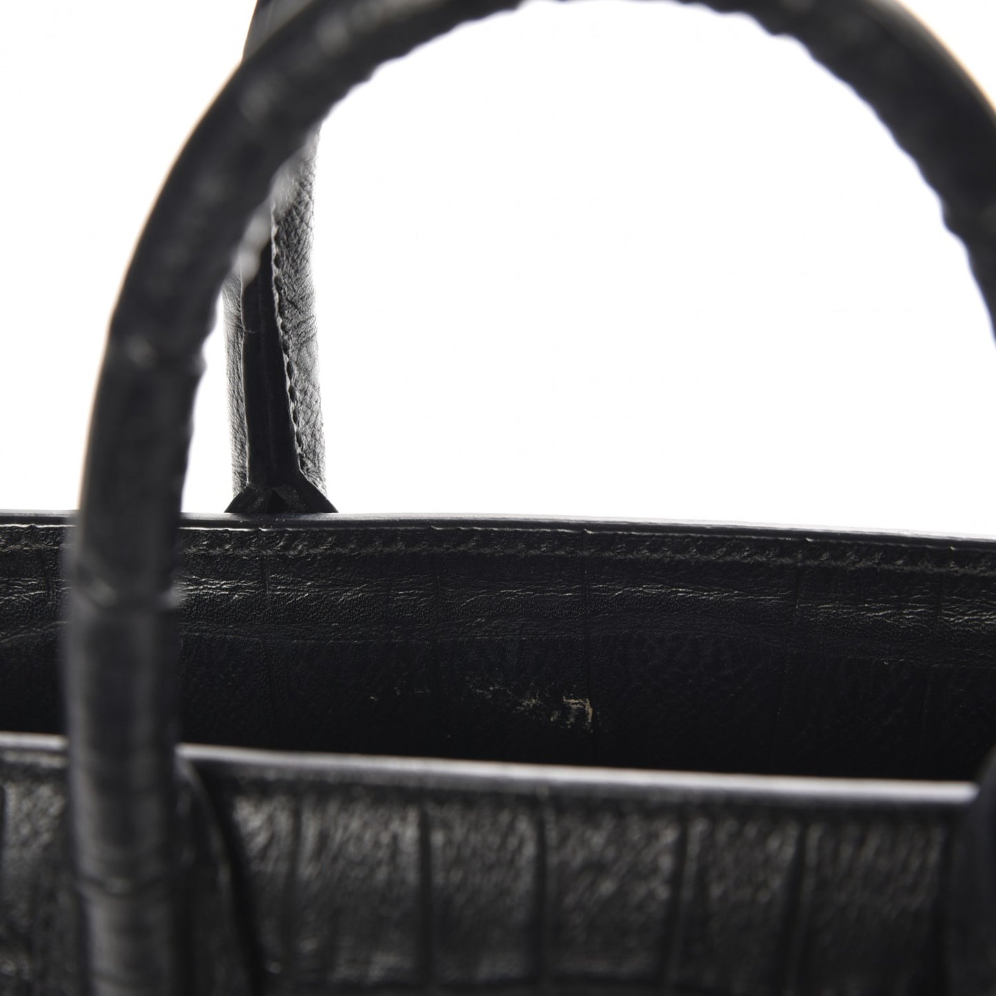 Calfskin Crocodile Embossed Nano Sac De Jour Black