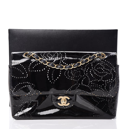 Chanel Patent Perforated Camellia Medium Single Flap Black 20 of 20