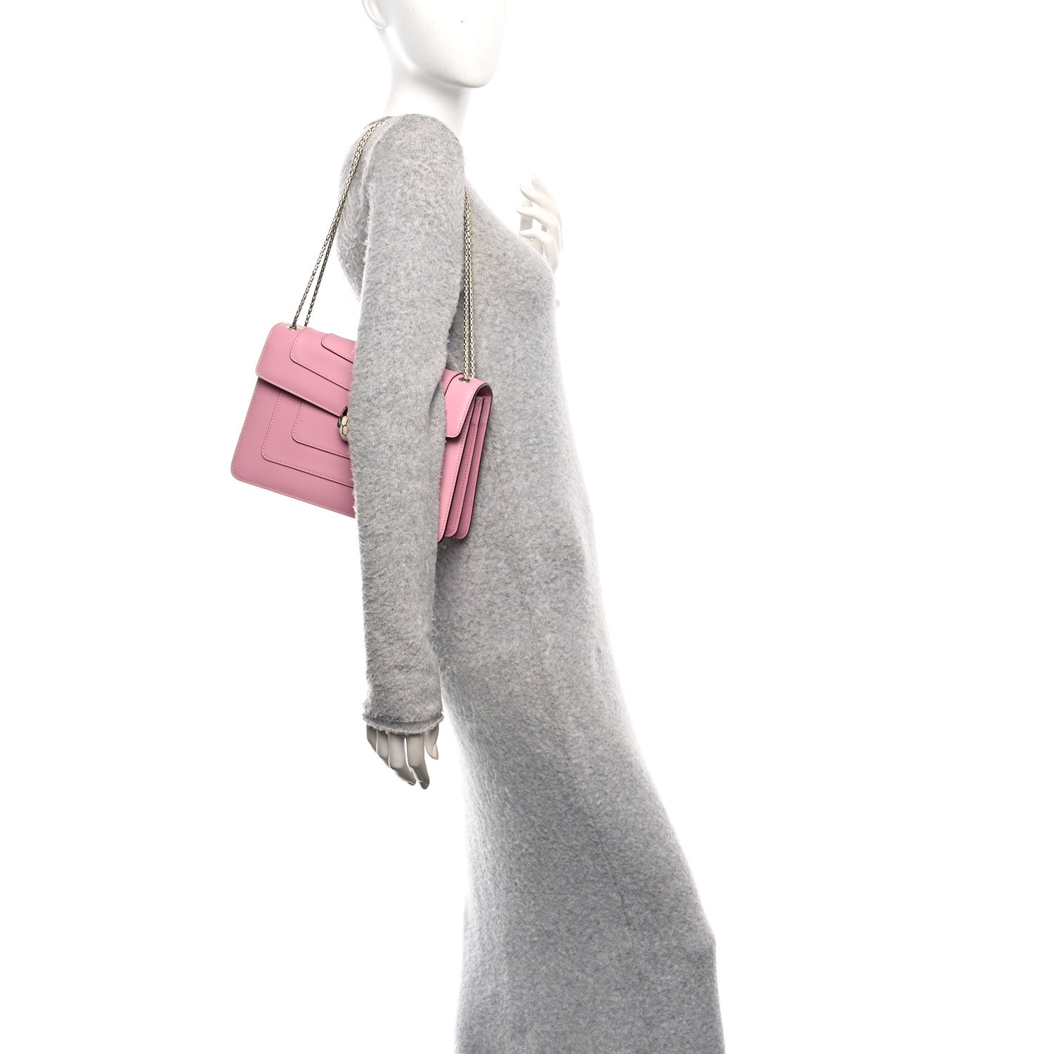Bulgari Calfskin Serpenti Forever Shoulder Bag Flamingo Topaz 2 of 10