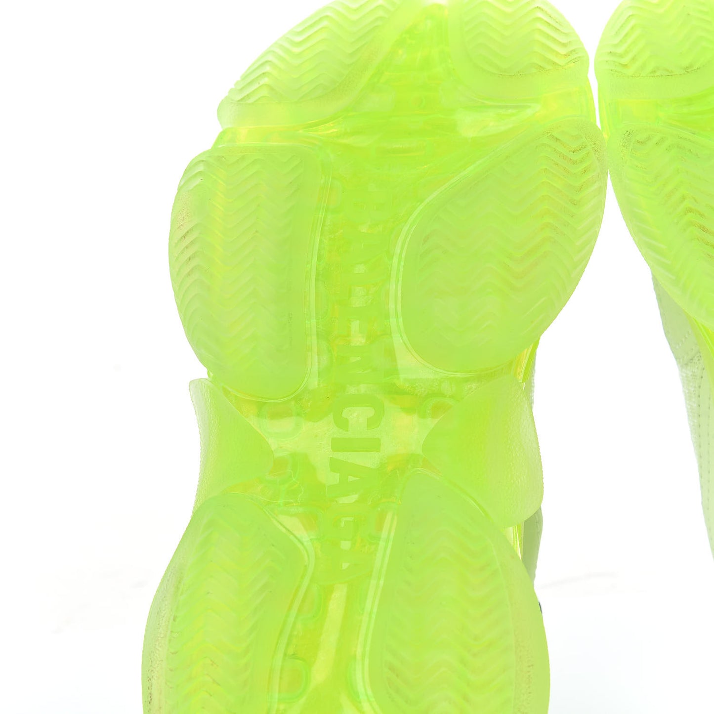 Fabric Mesh Clear Sole Fluo Womens Triple S Sneakers 36 White Fluo Yellow
