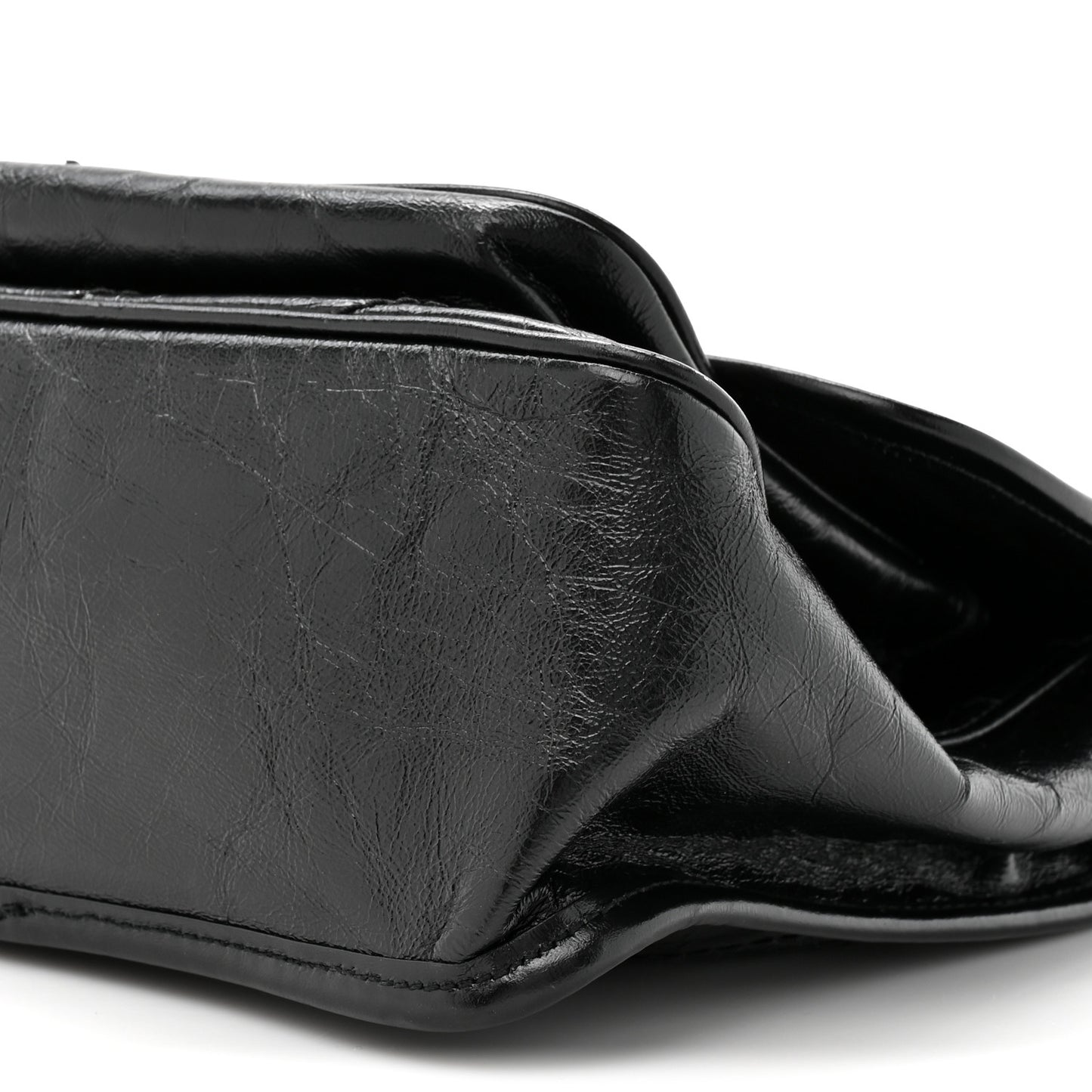 Crinkled Calfskin Matelasse Monogram Medium Niki Chain Satchel Black