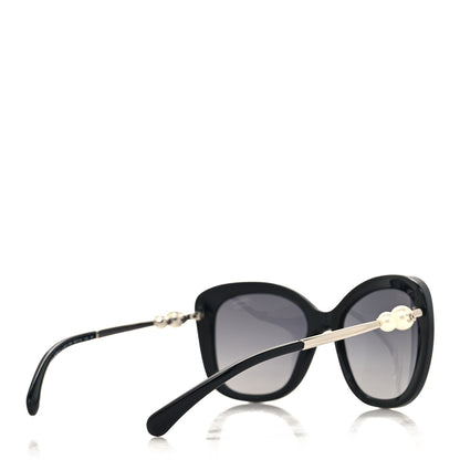 Chanel Acetate Polarized Butterfly Winter Pearl Sunglasses 5339-H Black 4 of 8