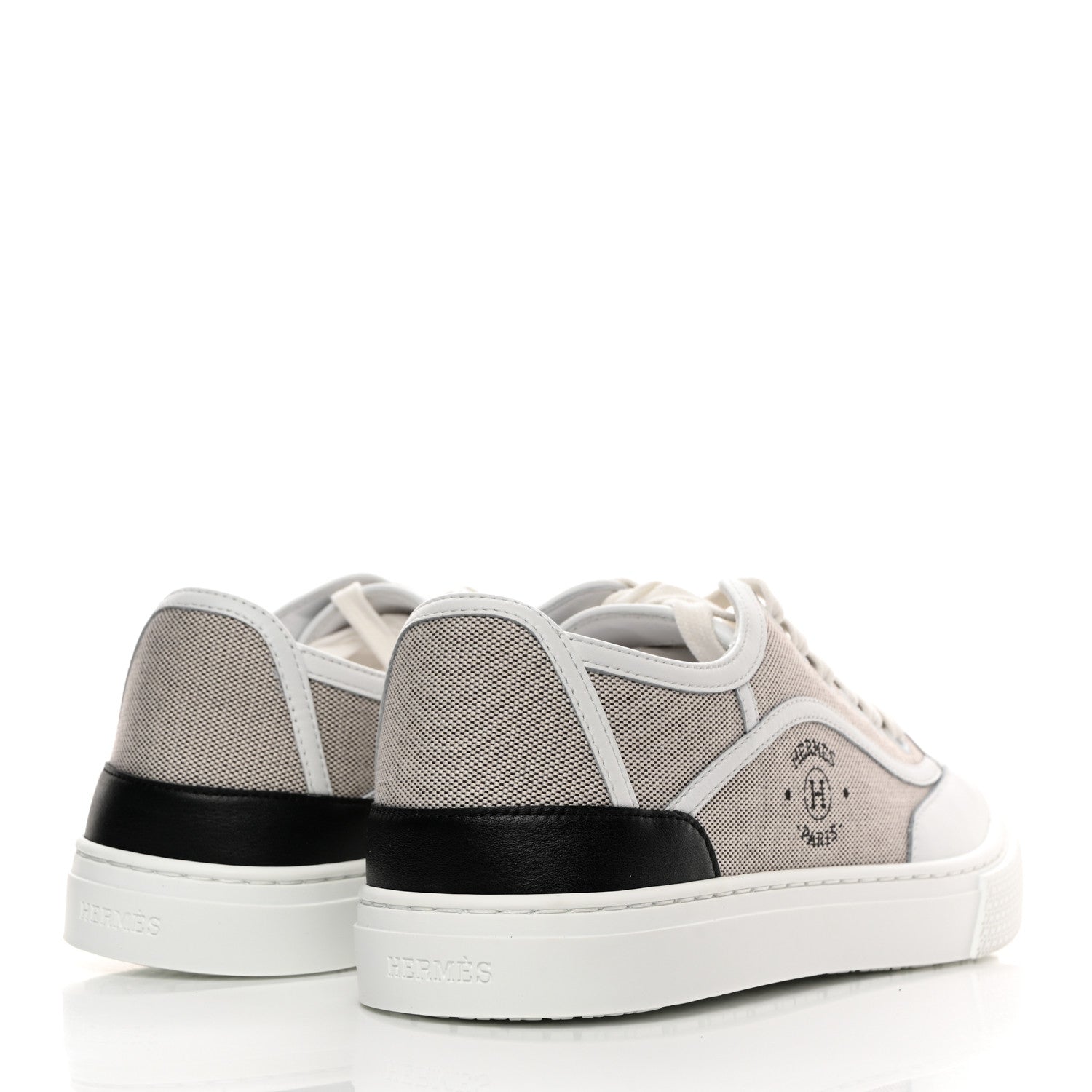 Hermes Canvas Calfskin Get Sneakers 38 Prunoir Blanc 4 of 8