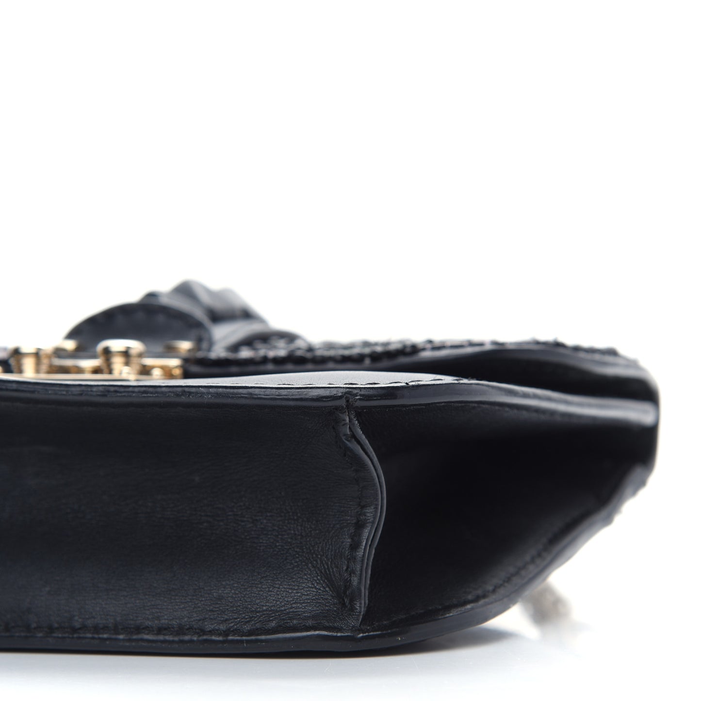 Vitello Beaded Small Glam Lock Rockstud Flap Black Multicolor