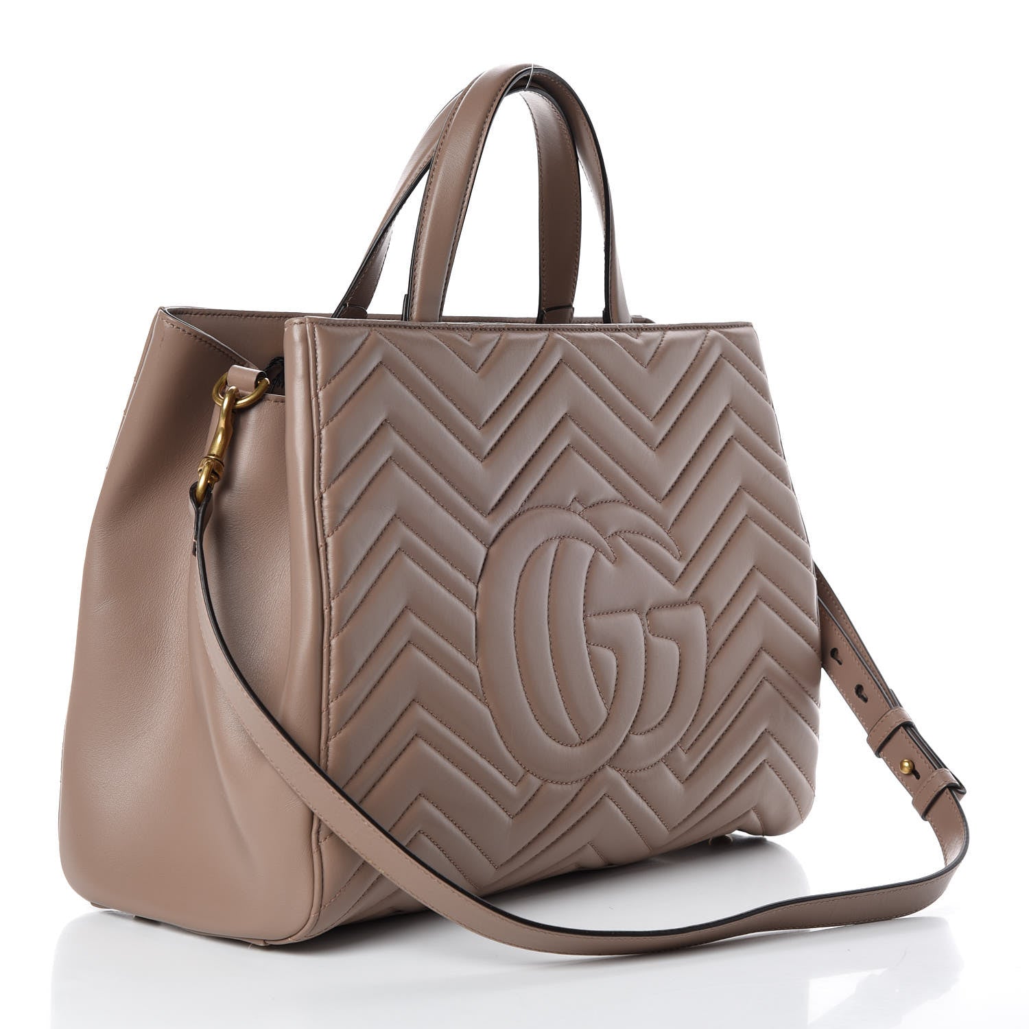 Gucci Calfskin Matelasse Medium GG Marmont Tote Porcelain Rose 4 of 11