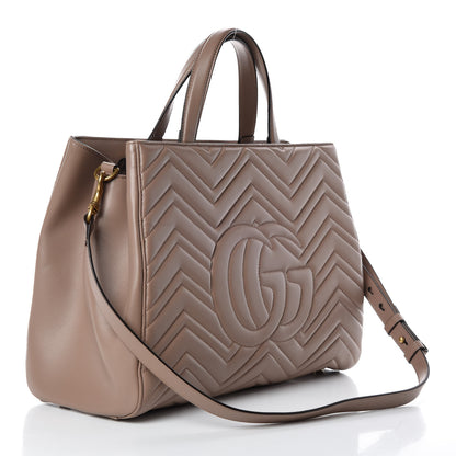 Gucci Calfskin Matelasse Medium GG Marmont Tote Porcelain Rose 4 of 11
