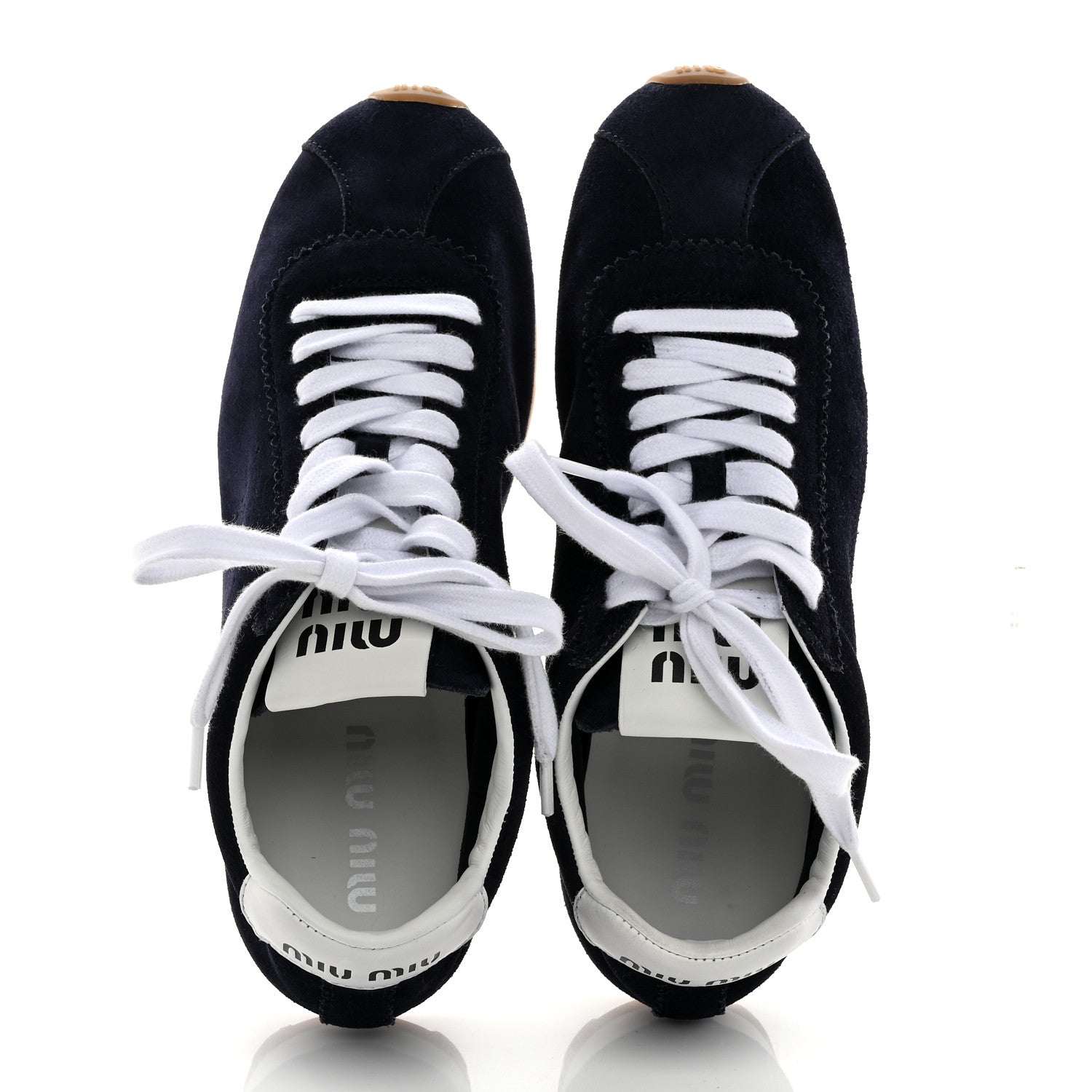 Miu Miu Camoscio Womens Plume Sneakers 39 Bleu 2 of 10