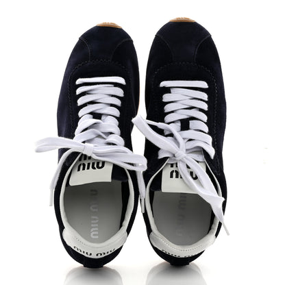 Miu Miu Camoscio Womens Plume Sneakers 39 Bleu 2 of 10