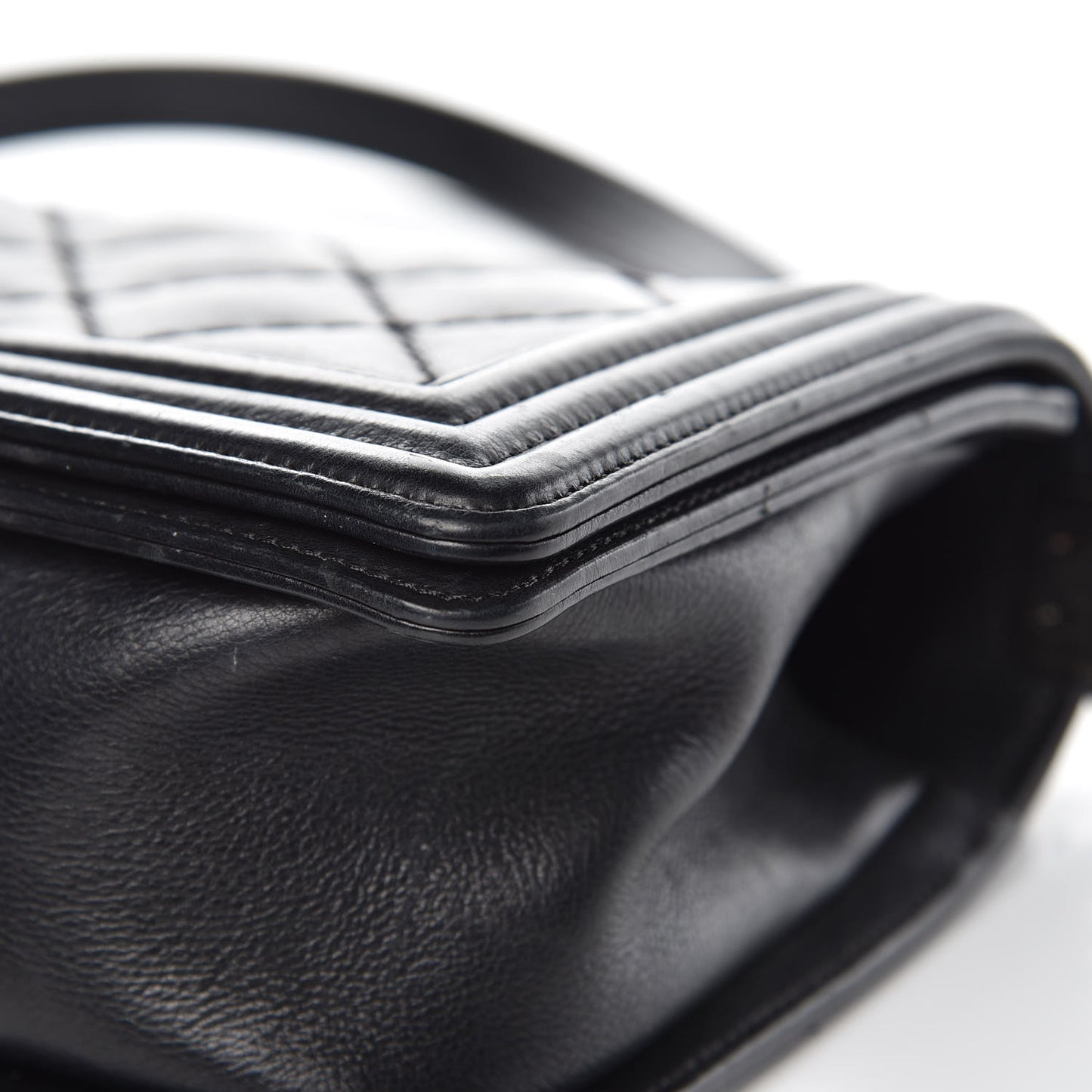 Calfskin Double Stitch Medium Boy Flap Black