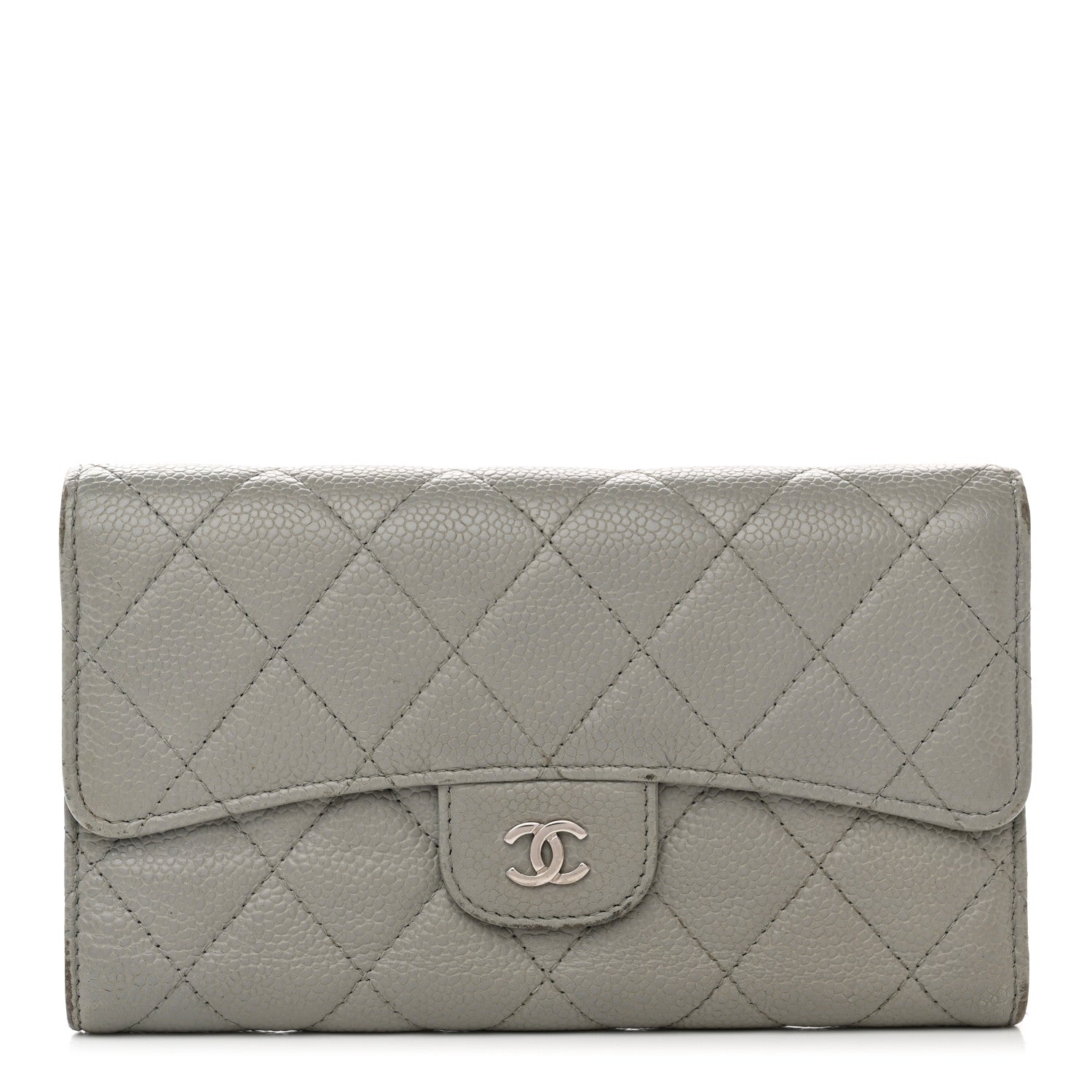 Chanel Caviar Quilted Large Flap Wallet Grey 1 of 10