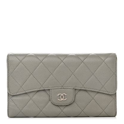 Chanel Caviar Quilted Large Flap Wallet Grey 1 of 10