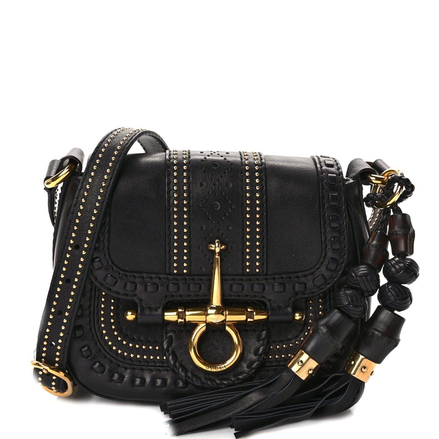 Calfskin Small Snaffle Bit Shoulder Bag Black