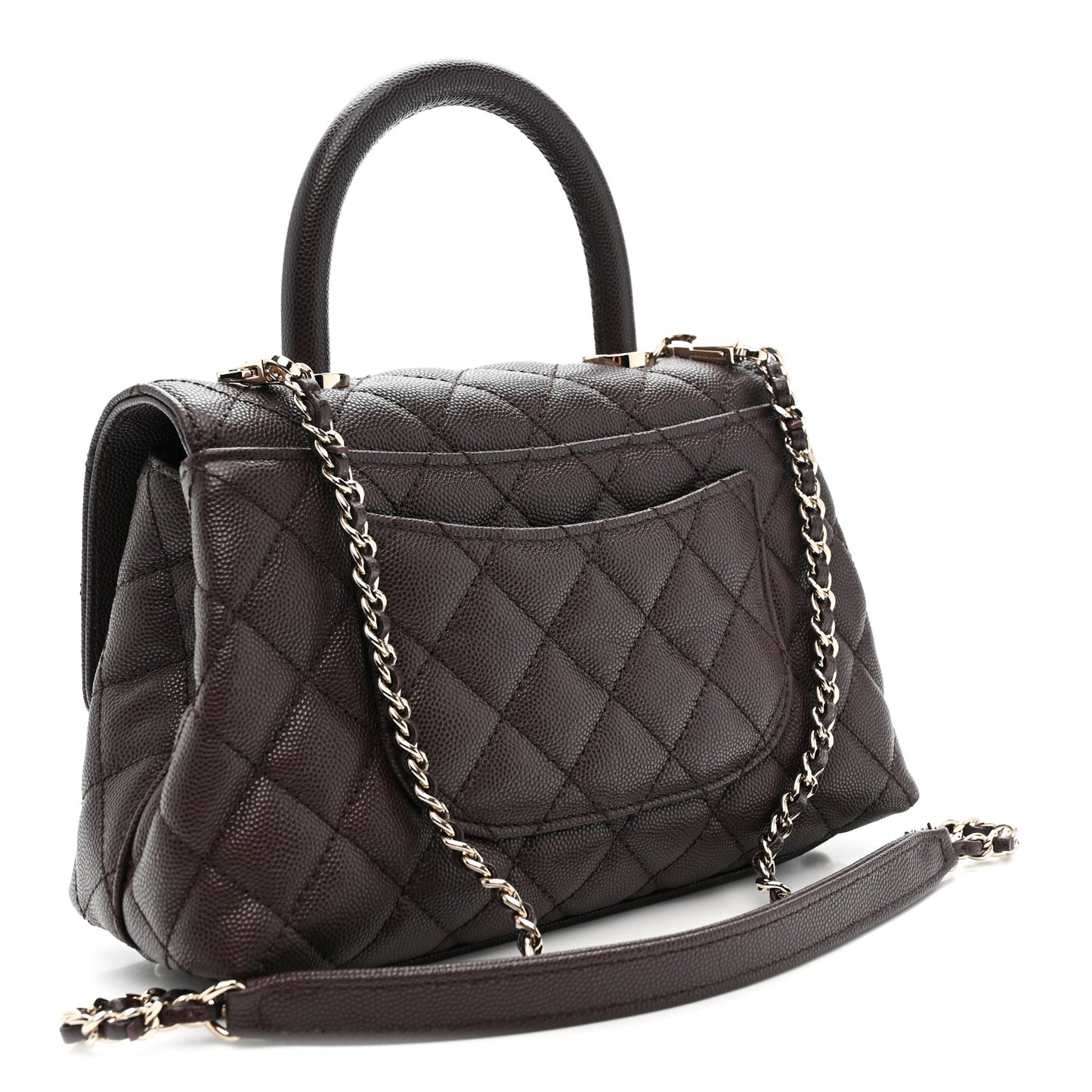 Caviar Quilted Mini Coco Handle Flap Burgundy