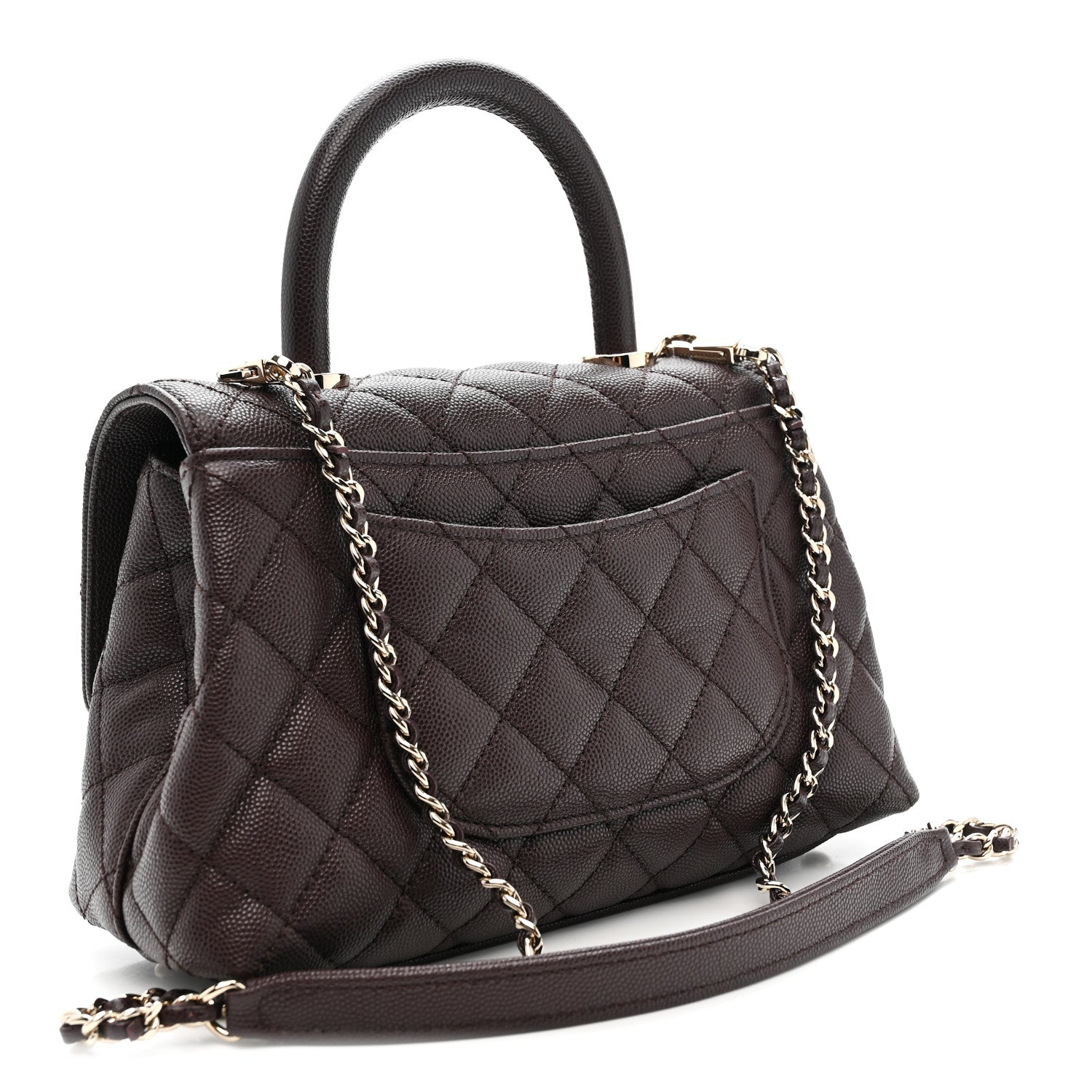 Chanel Caviar Quilted Mini Coco Handle Flap Burgundy 3 of 10