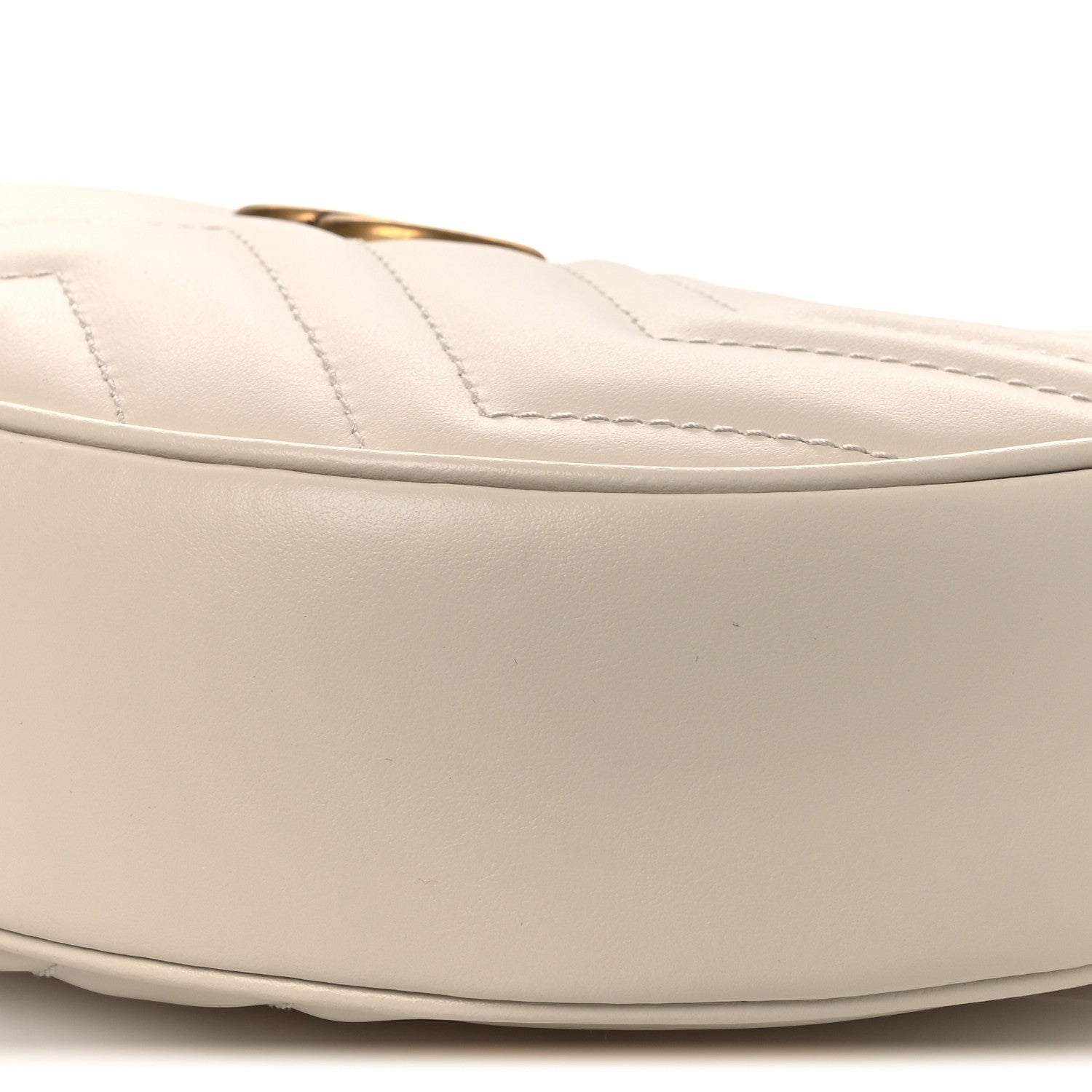 Gucci Calfskin Matelasse Chevron Mini GG Marmont Half Moon Hobo Mystic White 9 of 9