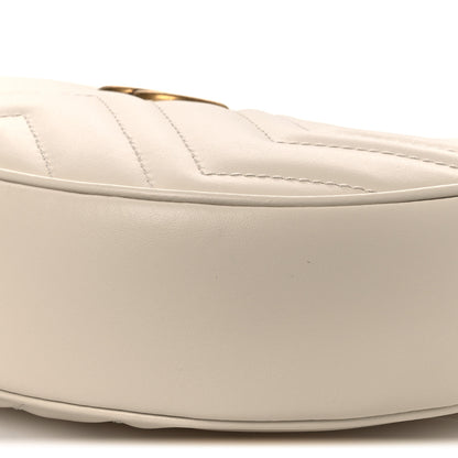 Gucci Calfskin Matelasse Chevron Mini GG Marmont Half Moon Hobo Mystic White 9 of 9