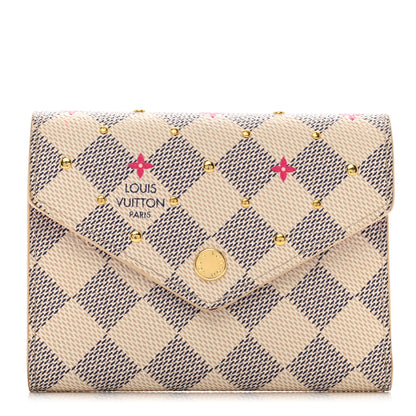 Louis Vuitton Damier Azur Studded Zoe Wallet Rose Ballerine 1 of 7