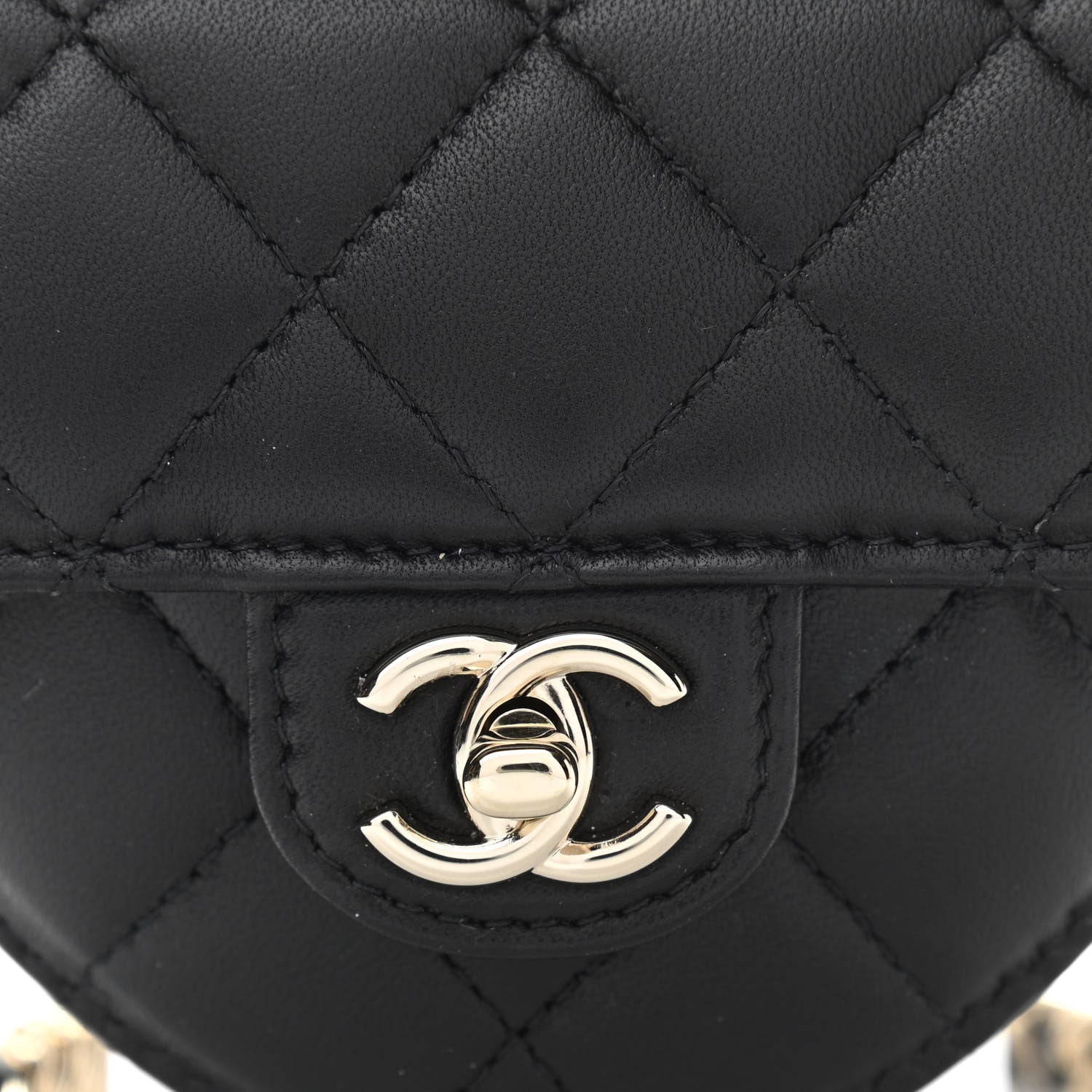 Chanel Lambskin Quilted CC In Love Heart Waist Belt Bag With Chain Black 8 of 11