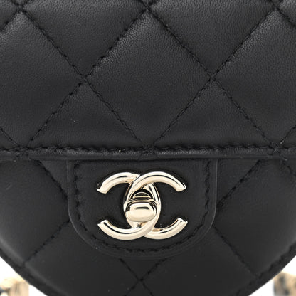 Chanel Lambskin Quilted CC In Love Heart Waist Belt Bag With Chain Black 8 of 11